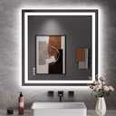 JISOSO 36"x36" LED Bathroom Mirror, Front/ Backlit Light, Anti-Fog, Memory Function, Smart Bathroom Vanity Mirror, Tempered Glass