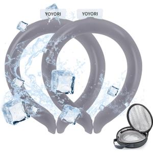 2PCS Neck Cooling Tube with Cold Insulated Bag,Reusable Ice Neck Ring Wearable Body Cooling Products for Summer Heat (Gray*2)