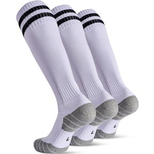 CWVLC Soccer Socks for Kids Youth Adult, Cotton Football Softball Baseball Socks (Small, White-3 Pairs)