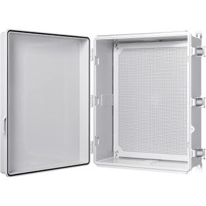 Gratury Junction Box, IP67 Waterproof Plastic Enclosure for Electrical Project, Hinged Grey Cover, Includes Mounting Plate and Wall Bracket, Size: 20"×16.1"×7.9"