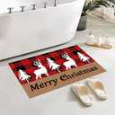 Classic Retro Christmas Reindeer Doormat - Red Black White Christmas Tree Snowflakes Plaid Buffalo Checkered Plaid Doormats Front Door/Bathroom Entrance Mats 23.6" x 15.7"