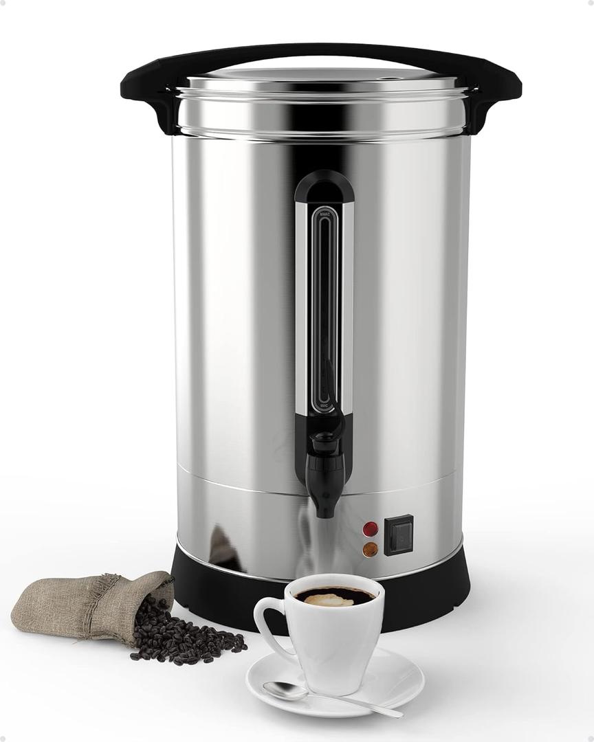 120 Cup Commercial Coffee Urn, 18l/4.8Gal Large Capacity Stainless Steel Hot Beverage Dispenser, Fast Brew/Rapid Extraction, Coffee Dispenser Hot Water Urn for Business, Catering, Party