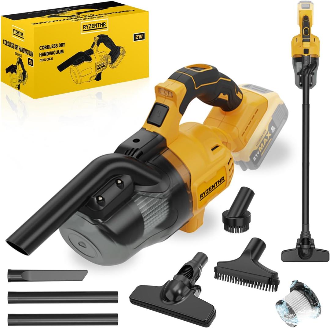 Cordless Vacuum for DE-Walt 20V Battery, 5-in-1 Handheld Electric Vacuum Cleaner with 500W Powerful Motor, 46 CFM Portable Hand Vacuum with HEPA Filter for Car, Carpets, Furniture (No Battery)