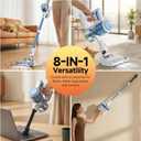 Cordless Vacuum Cleaner for Home - Lightweight, Stick Vacuum Clean with Rechargeable Battery, Max 45Mins Runtime, 8 in 1 Handheld Vacuum for Hardfloor & Carpets Pet Hair, Blue&White