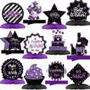 Clabby 12 Pcs Purple Black Birthday Decorations Purple Happy Birthday Table Centerpieces Honeycomb Cute Table Top for Women Men Photo Best Wishes Anniversary Party Supplies 20th 30th 40th 50th 60th