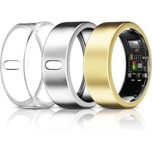 3 Pack Cover Compatible with Ultrahuman Ring Air, Support Charging with Cover on, Anti-Scratch TPU Ultra Human Ring Protector for Women Men (Size 7, Clear+Silver+Gold)