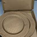 13 Inch Antique Gold Charger Plates Set of 6 Round Plastic Plates Matte Finish Faux Rattan Woven Texture Charger plates for Wedding Party Christmas (537)