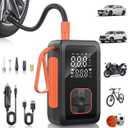 Hafuloky Tire Inflator Portable Air Compressor, 3X Faster Cordless Air Pump for Car Tires with LED Light, 150PSI Air Pump with Cigarette Lighter Plug for Car, Motorcycle, Bicycle, Ball(Black)