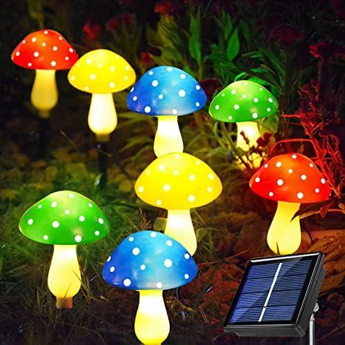 Windpnn 8-Pack Solar Mushroom Lights for Garden Decor, 8 Modes Waterproof Outdoor Garden Mushroom Lamp, Multi-Colored Solar LED Fairy Lights for Christmas Halloween Yard Lawn