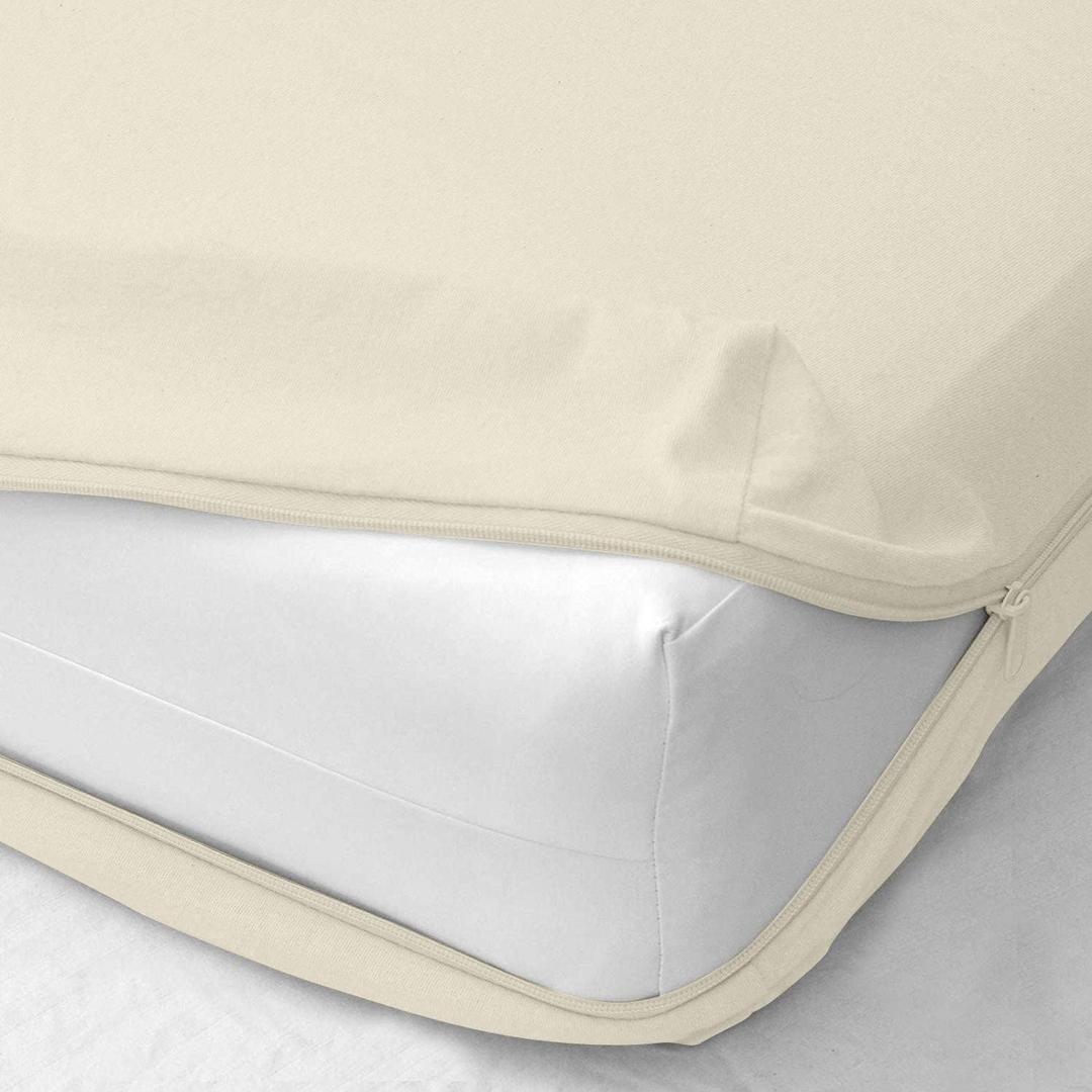 Twin Size Zipper Fitted Sheet 6 Inch Deep Pocket Mattress Cover - 1 Piece Zipper Fitted Sheet Only - 1000 Series Hotel Quality Brushed Microfiber Bottom Sheet Easy Care, Ivory