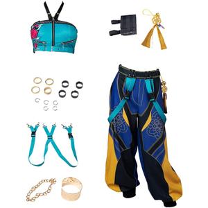 Cosfun Cosplay Costume Womens Idol Uniform Sets Tops Pants Accessory Full Outfits (Large, Blue)