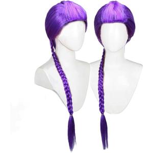 Purple Braided Wig，Long Braided Ponytail Wig - Anime Cosplay Wigs for Halloween Costume Party