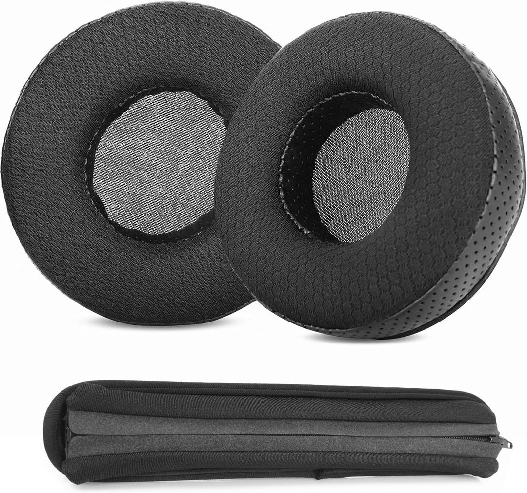 TT-BH046 Thicker Earpads Headband Cover Replacement Compatible with TaoTronics TT-BH046 TT BH046 Headset Upgrade Cushions Ear Pads with Softer Memory Foam Mesh Fabric Black