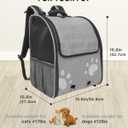 Cat Backpack Carrier with Comfort Handle, Ventilated Cat Backpack with Reflective Strips, with Chest and Shoulder Buckles, Foldable Cat Carrying Backpack for Kitty Small Dog up to 15lbs(Grey).