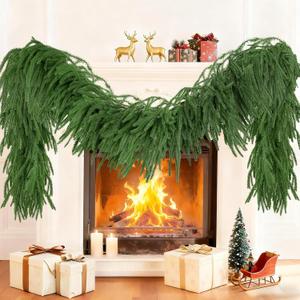 5FT Christmas Garland Artificial Norfolk Pine Garlands Real Touch Winter Green Greenery Garland Christmas Decoration Xmas Garland for Door Table Mantle Wall Indoor Outdoor Christmas Decor