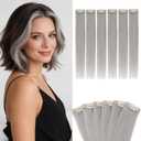 Benehair 6 PCS Clip in Short Hair Extensions 100% Real Human Hair Seamless & Invisible for Women Instant Volume Highlight Length for Daily Use 10'' Gray#G1