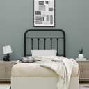 Vintage Twin Size Metal Bed Frame Height Adjustable Headboard Only, Wrought Iron Black Farmhouse Bed Frame Headboard, Easy Assembly, Short Clearance, Tall or Low Setting