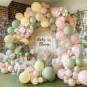 Pink Green Yellow Balloon Arch Kit, Double Stuffed Sage Green Pastel Pink Yellow White Sand Balloon Garland Beige Cream Balloons for Baby Shower Birthday Wedding Easter Fairy Flower Tea Party Decor