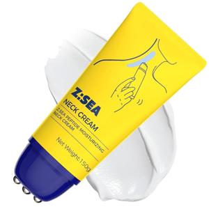 Z:SEA Neck Firming Cream with Roller - 5.29 Fl Oz Anti-Aging Neck & Chest Cream with Multi-Peptide, Collagen, Hyaluronic Acid, Vitamin B5, Ceramide, Moisturizing, Smooths Wrinkles & Fine Lines