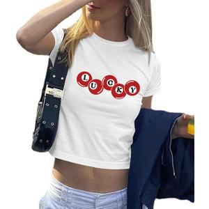 Graphic Baby Tees for Women Y2k 8-Ball Shirt Cute Crop Tops for Teen Girls Aesthetic Emo Clothes 2000s Grunge Shirts, Small White