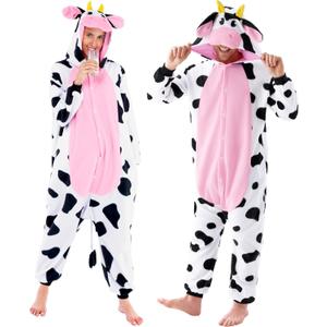 Spooktacular Creations Halloween Cow Costume, Adult Unisex Cow Costume, Animal Hooded Jumpsuit for Halloween Cosplay Party (Large)