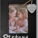 Sisters Picture Frame, Black Heart Photo Frame for Sisters and Girls 4x6 Vertical