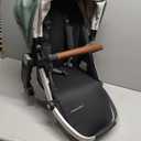 UPPAbaby RumbleSeat V2+ Second Lower Seat/Compatible with Vista V2 and Vista V3 / Adapters, Bumper Bar, Bug Shield Included/Emmett (Green Mélange/Silver Frame/Saddle Leather)