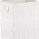 YOUDENOVA Handwoven Laundry Basket Hamper with Removable Bag and Lid, Collapsible Clothes Hamper with Handle, White, 90L