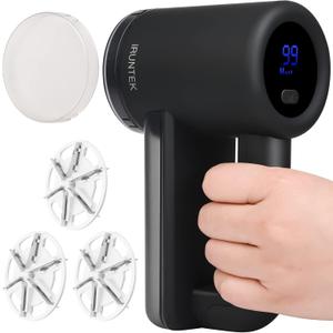 iRUNTEK Rechargeable Fabric Shaver, Electric Commercial Lint Remover with LED Display & Big Trash Box, 3-Speeds for Removing Fuzz and Pill from Clothes, Furniture, Sweater, Couch and Blanket, Black