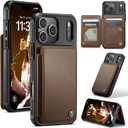 Bemal for iPhone 17 Pro Wallet Case with Card Holder, RFID Blocking, Flip Folio Leather Kickstand for Men and Women, Durable Shockproof Protective Phone Cover, Brown