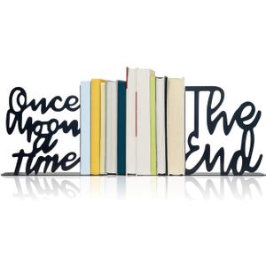 Once Upon A Time Bookends,Metal Decorative Bookends,Once Upon A Time Sign for Bookshelf, Reading Nook, Daycare, Classroom Bedroom Home Office Nursery Decor,Birthday Gift for Boys and Girls (Black)