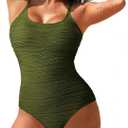 Pink Queen Womens One Piece Swimsuits High Waisted Tummy Control Bathing Suit Textured Swimwear size L