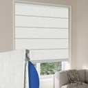 No Drill Cordless Roman Shades for Windows White, Custom Size | Linen Blackout Roman Blinds for Indoor Windows, Thermal Insulated, Polyester for Bedroom, No Tools, Easy to Install (24*64)