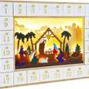 Lulu Home Christmas Advent Calendar, 2024 Light Up Nativity Scene Adventt Box with Drawers, 24 Days Countdown to Christmas Fill Your Own Gift Box Xmas Tabletop Decor