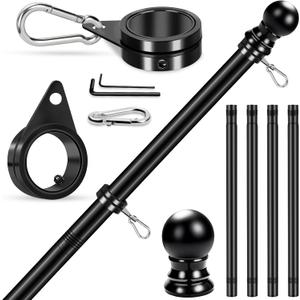 House Flag Pole, REERON 5 FT Metal Spinning Flag Poles Kit, 1" Tangle Free Stainless Steel Flagpole with 360 Flagpole Rings for Outside House Porch Residential Wall Mount for 3x5 Flag,Without Bracket