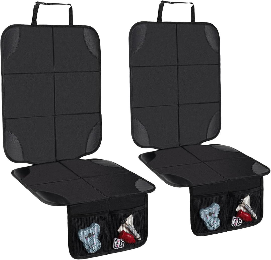 Husfunov Car Seat Protector,2Pack Car Seat Cushion,with Thickest Padding and Non-Slip Backing,Waterproof 600D Fabric Car Seat Covers with Storage Pockets for Baby for BabyPet and All Types of Cars