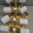 Meonum 4 Sets 3 Light Electric Window Candles Plug in Christmas Candle Light with C7 Bulbs, Ivory Christmas Candelabra with Switch, Charge Connector, Spare Bulb for Holiday Party Window Decor (LED)