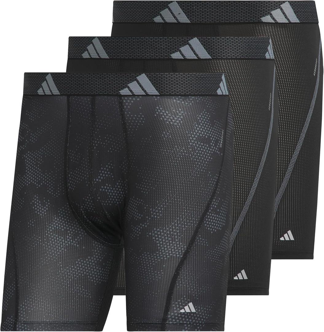 Adidas Men's Performance Athletic Mesh Boxer Brief Underwear, Moisture Wicking, Sport Comfort, 3-Pack (Large, Drift Onix-black/Black/Black)