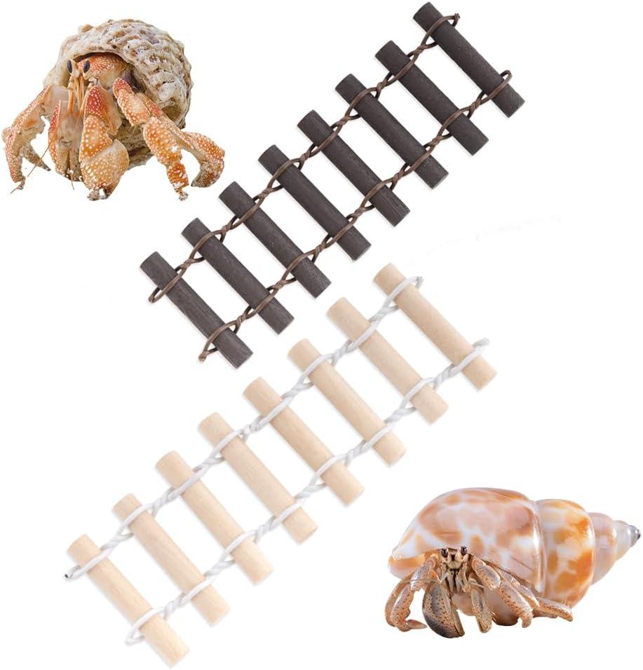 DQITJ 2 Pcs Hermit Crab Climbing Ladder Wooden Ladder Toy for Hermit Crab Small Reptile