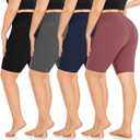 Morefeel 4 Pack Plus Size Biker Shorts For Women Xl-4Xl 8" High Waisted Non-See Through Workout Super Soft Yoga Shorts (3X-Large, 01-Black,Grey,Navy Blue,Pink)