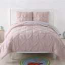 My World Pleated Solid Duvet Sets Blush and Silver Grey Polyester 2-Piece Twin XL Duvet Set, Solid Color Themed, for Kids, OEKO-TEX Certified