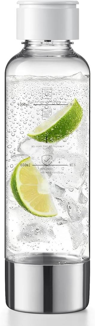MOKKOM Soda Maker Bottle, 1L Reusable Sparkling Water Bottles, BPA Free PET Carbonating Bottles, Replacement Bottle Compatible Sparkling Water Maker