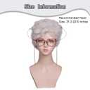 ColorGround Short Curly Silvery White Old Lady Wig with Glass and Eyeglasses Chain for Party