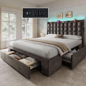 YITAHOME Queen Size Bed Frame with 3 Storage Drawers and RGB LED Lights