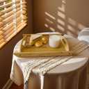 Bamboo Serving Tray Rectangle Platter Breakfast Dinner Food Bed Tray for Eating Kitchen Restaurants (1, 15" x 10.2" x 1.2" (with Handle))