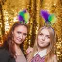 AEGYPIUS Mardi Gras Feather Headband, 2 Pcs Mardi Gras Headpiece for Women Mardi Gras Fascinator, Mardi Gras Feather Headpiece Mardi Gras Headband for Women, Mardi Gras Head Piece for Women