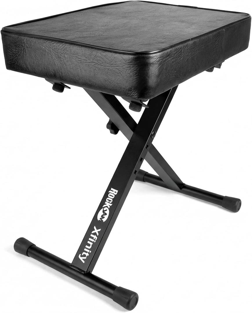 RockJam Premium Adjustable Padded Keyboard Bench or Piano Stool with Lessons.