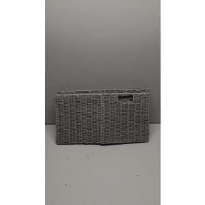Vagusicc Wicker Basket, Set of 2 Hand-Woven Wicker Storage Basket, Foldable 11 inch Cube Storage Bins, Storage Baskets for Organizing Shelves, Closet Organizers and Storage Bins, Gray (111111) (Grey)