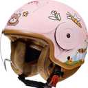 Retro Kids 3/4 Motorcycle Half Helmet,DOT Approved Toddler Vintage Open Face Electric Scooter Go-Kart Dirt-Bike ATV Helmet,Youth Child Moped Bicycle Vespa Helmet for 2-14 Years Old (Pink)