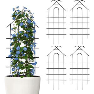 ARIFARO 40" Metal Garden Trellis for Climbing Plants, 4 Pack Large Plant Trellis for Potted Plants, Indoor Outdoor Black Garden Trellis for Vines, Cucumbers, Flowers, 16.5" Wide